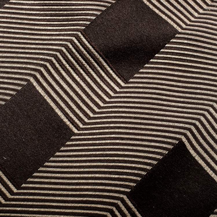 Pre Owned Giorgio Armani Brown Patterned Silk Jacquard Traditional Tie