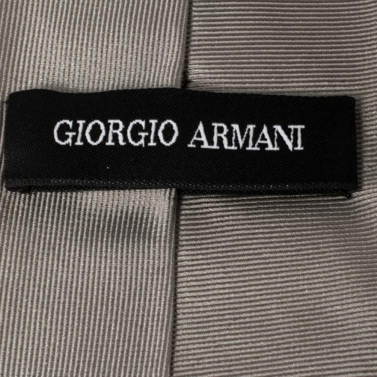Pre Owned Giorgio Armani Grey Micro Rib Silk Tie