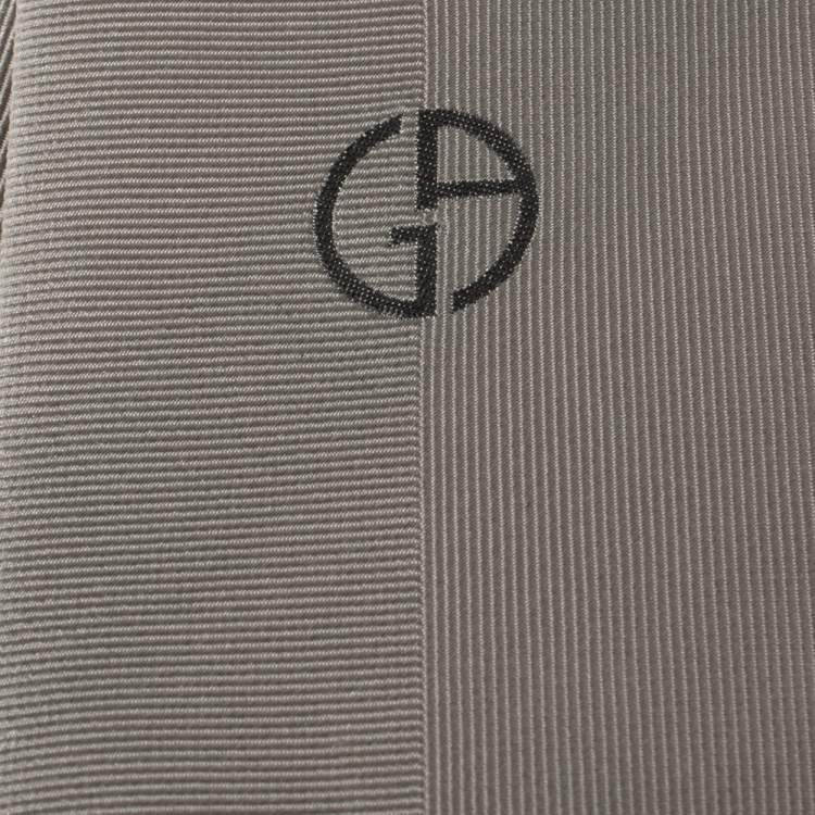 Pre Owned Giorgio Armani Grey Micro Rib Silk Tie