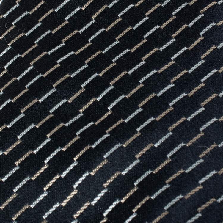 Pre Owned Giorgio Armani Navy Blue Diagonal Stripe Detail Silk Tie