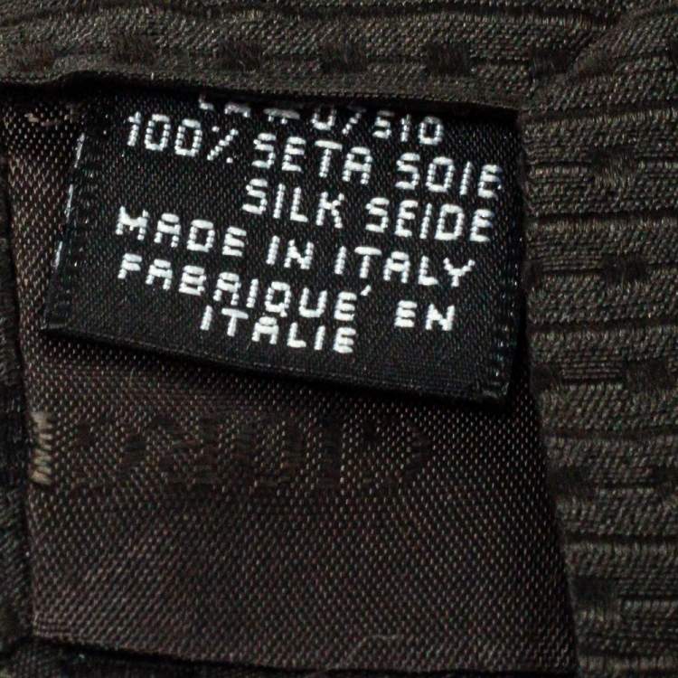 Pre Owned Giorgio Armani Dark Green Geometric Detail Silk Traditional Tie