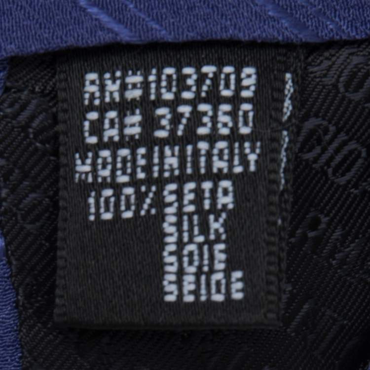 Pre Owned Giorgio Armani Blue Horizontal Striped Silk Tie