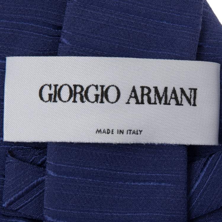 Pre Owned Giorgio Armani Blue Horizontal Striped Silk Tie