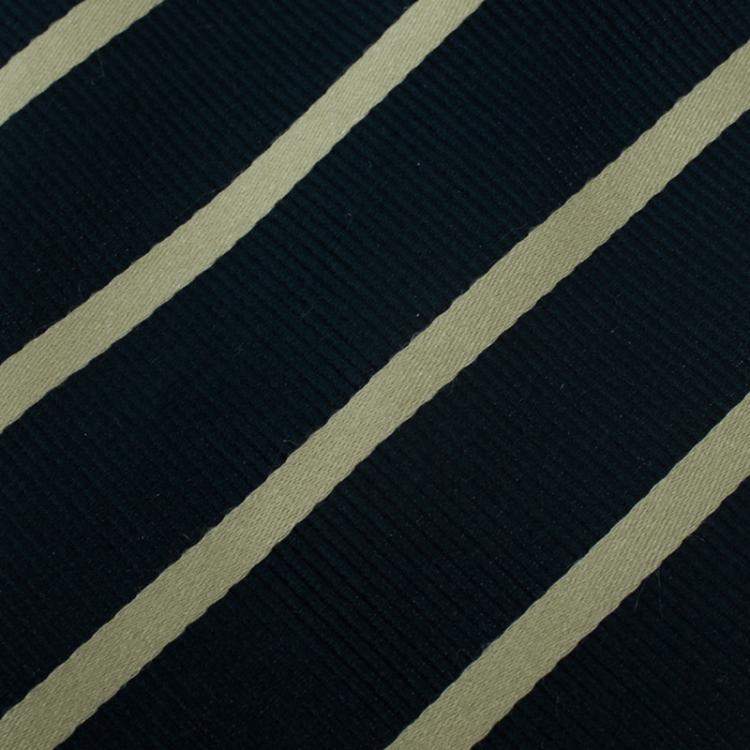 Pre Owned Giorgio Armani Black and Beige Striped Silk Tie