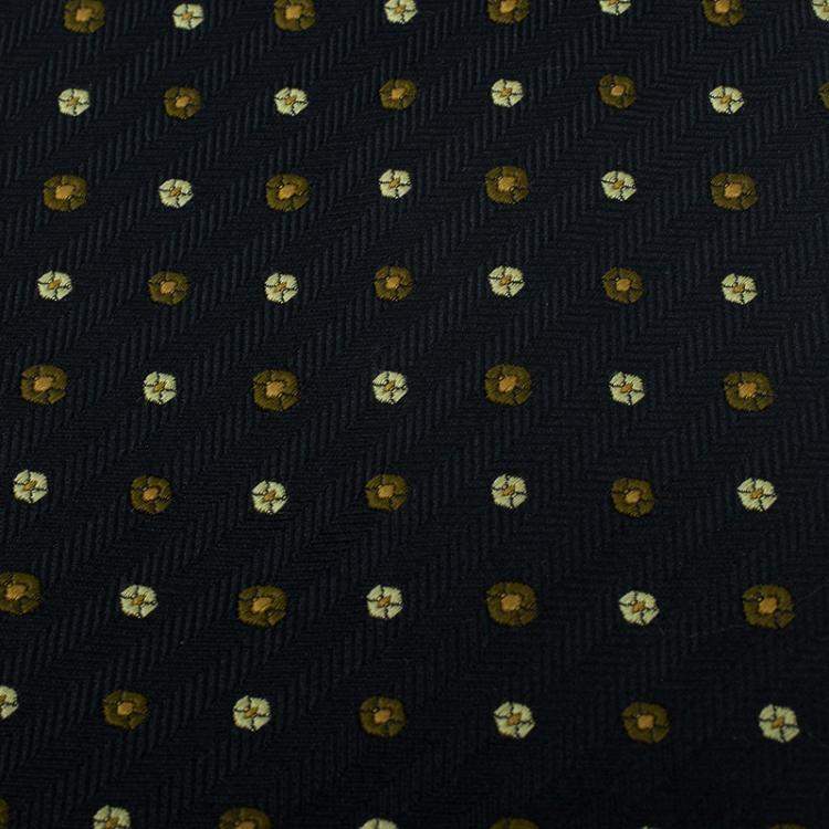 Pre Owned Giorgio Armani Black Polka Dot Silk Tie