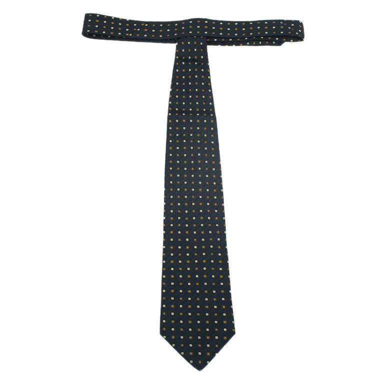 Pre Owned Giorgio Armani Black Polka Dot Silk Tie