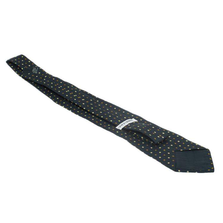 Pre Owned Giorgio Armani Black Polka Dot Silk Tie