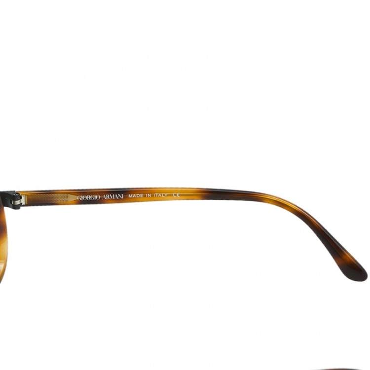 Pre Owned Giorgio Armani Brown Havana/ Gold Mirrored AR 6063 Square Sunglasses