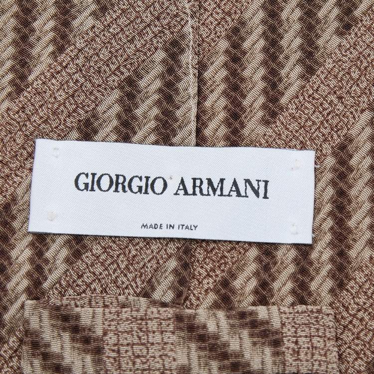 Pre Owned Giorgio Armani Brown Printed Silk Tie