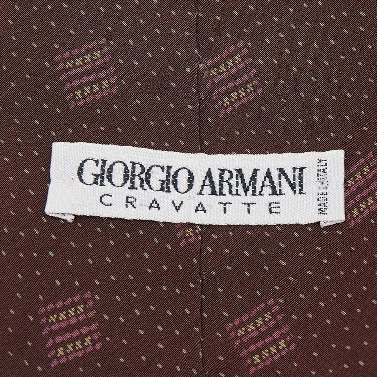 Pre Owned Giorgio Armani Brown Printed Silk Tie