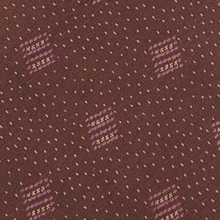 Pre Owned Giorgio Armani Brown Printed Silk Tie