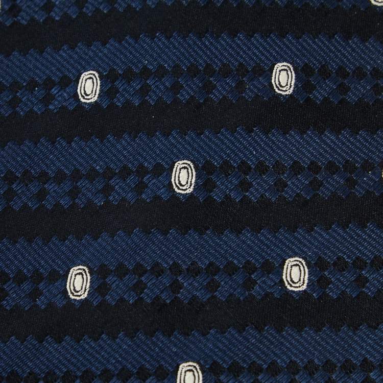 Pre Owned Giorgio Armani Navy Blue Silk Jacquard Tie