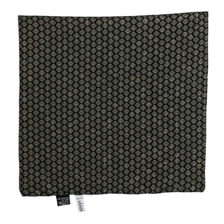 Pre Owned Giorgio Armani Black Printed Silk Pocket Square