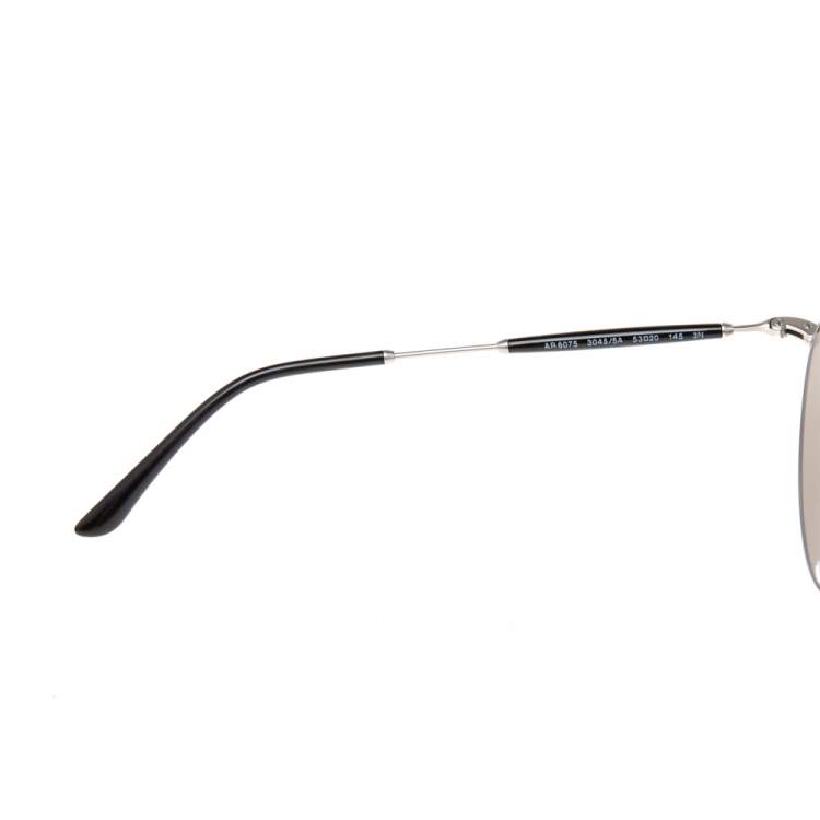 Pre Owned Giorgio Armani Matte Silver/Grey Mirrored AR 6075 Aviator Sunglasses