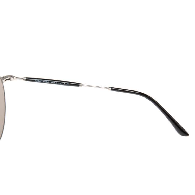 Pre Owned Giorgio Armani Matte Silver/Grey Mirrored AR 6075 Aviator Sunglasses