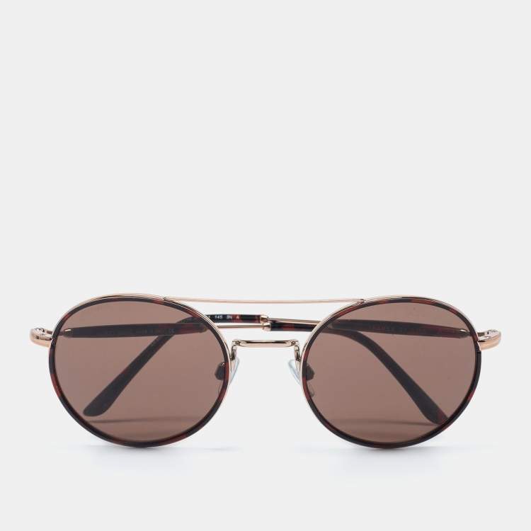 Pre Owned Giorgio Armani Gold/Brown Havana 49021 Sunglasses