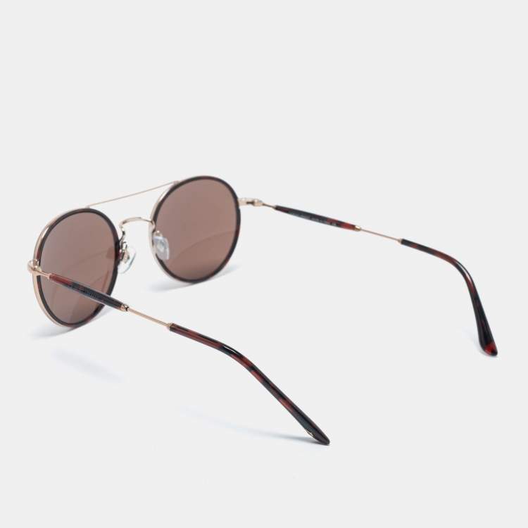 Pre Owned Giorgio Armani Gold/Brown Havana 49021 Sunglasses
