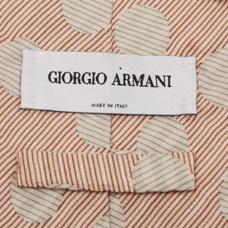 Pre Owned Giorgio Armani Vintage Pale Pink Polka Dot Silk Tie