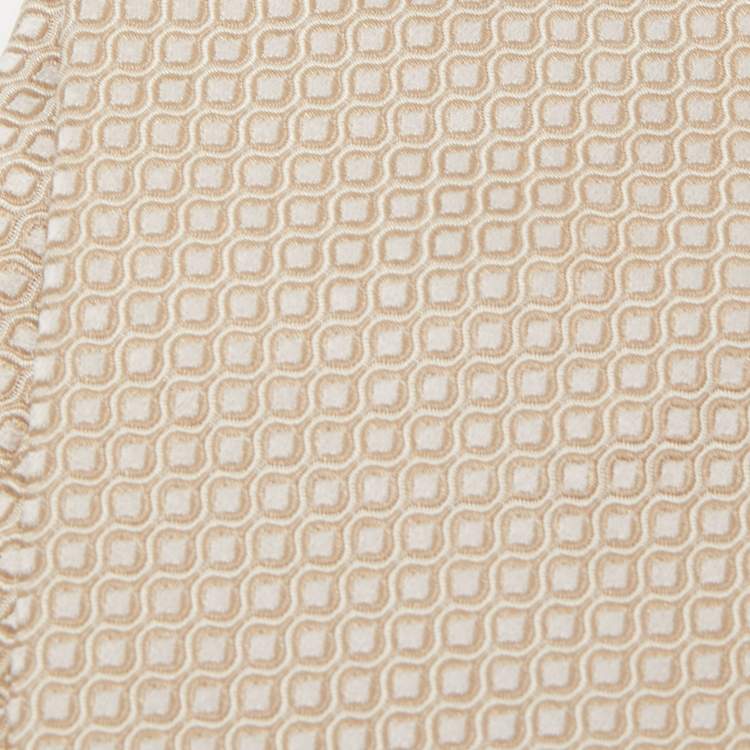 Pre Owned Giorgio Armani Beige Patterned Silk Tie