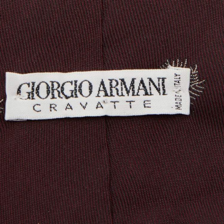 Pre Owned Giorgio Armani Burgundy Silk Jacquard Tie