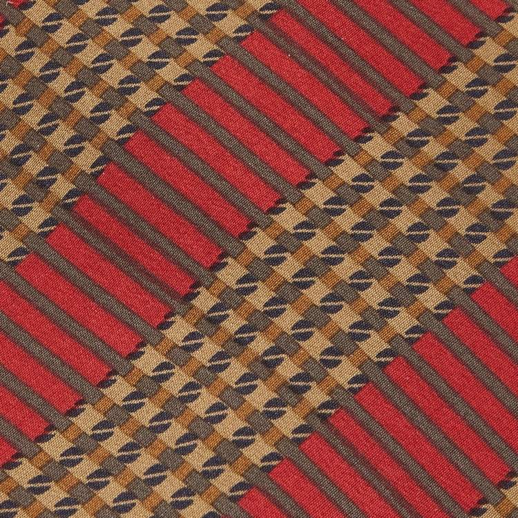Pre Owned Giorgio Armani Red Printed Striped Silk Tie