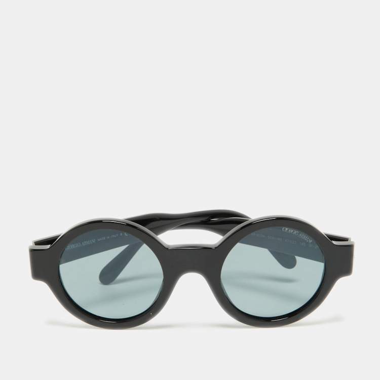 Pre Owned Giorgio Armani Black/Grey AR903M Round Sunglasses