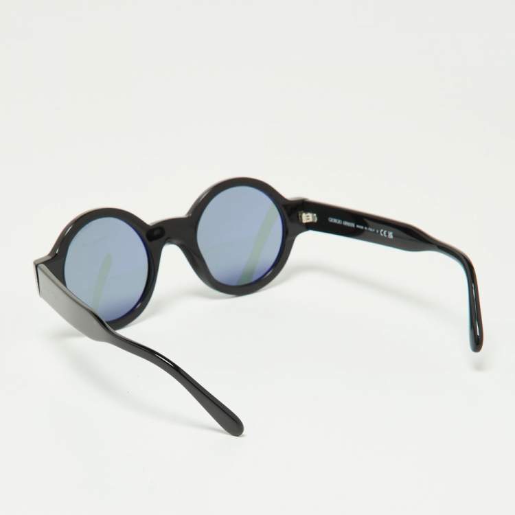 Pre Owned Giorgio Armani Black/Grey AR903M Round Sunglasses