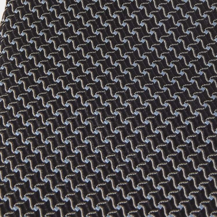 Pre Owned Giorgio Armani Black Patterned Silk Jacquard Tie
