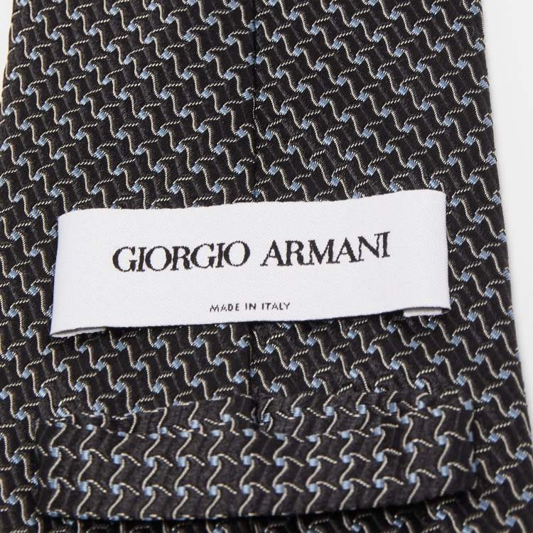 Pre Owned Giorgio Armani Black Patterned Silk Jacquard Tie
