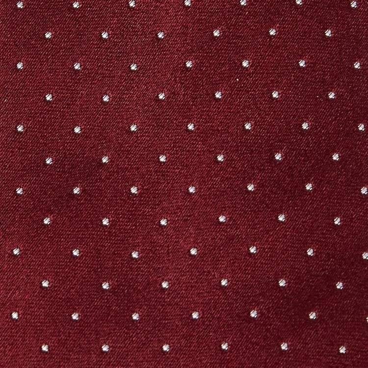 Pre Owned Giorgio Armani Burgundy Dot Pattern Silk Jacquard Tie