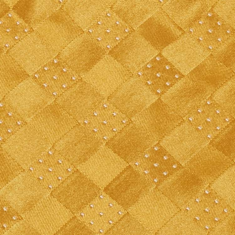 Pre Owned Giorgio Armani Yellow Patterned Silk Traditional Tie