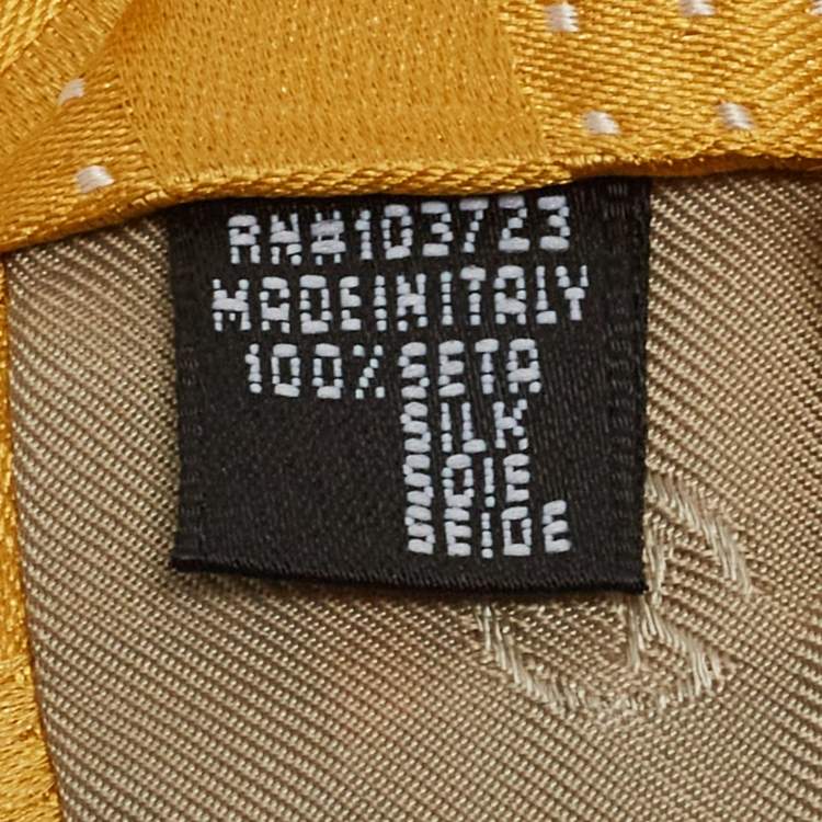 Pre Owned Giorgio Armani Yellow Patterned Silk Traditional Tie