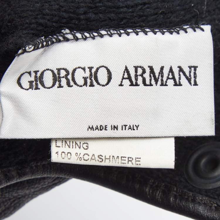 Pre Owned Giorgio Armani Black Leather Golves