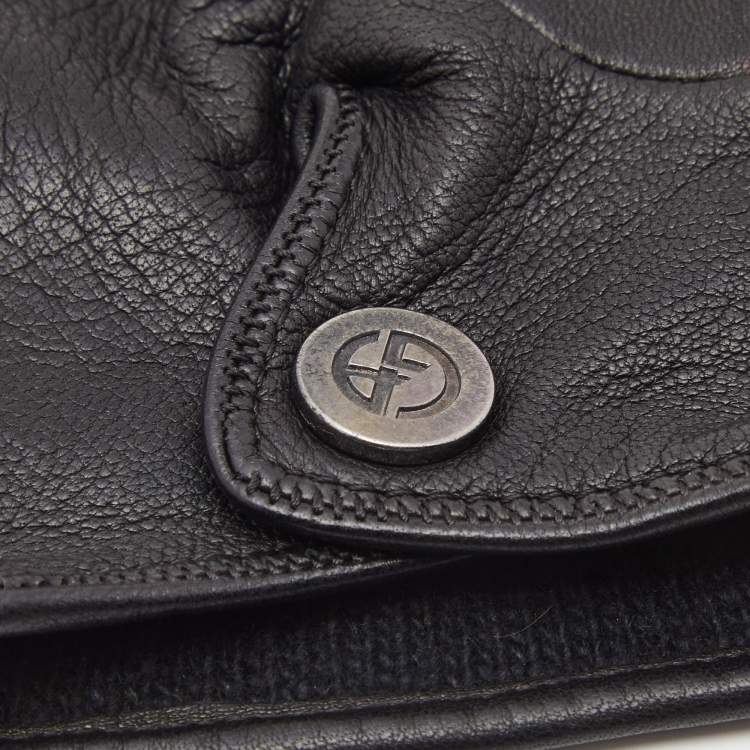 Pre Owned Giorgio Armani Black Leather Golves