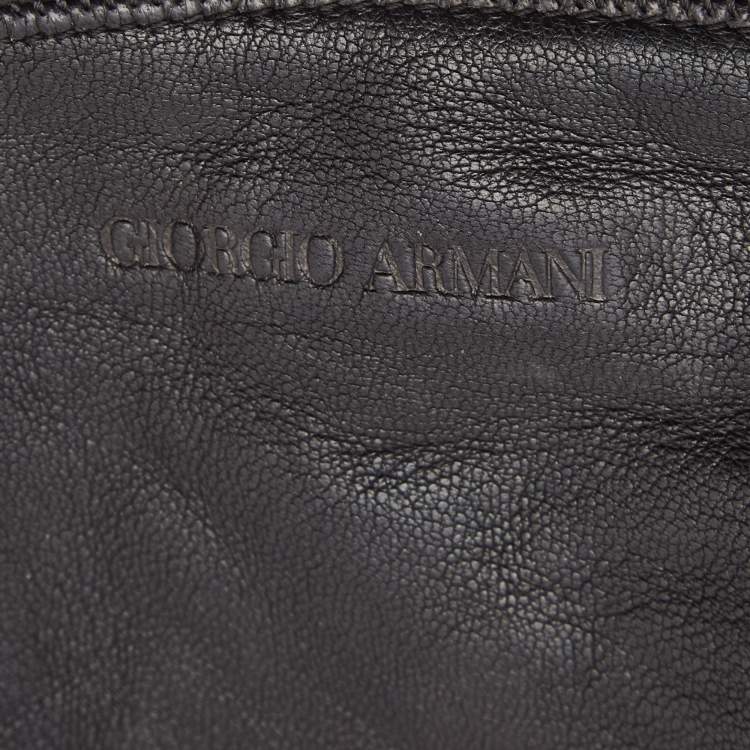 Pre Owned Giorgio Armani Black Leather Golves