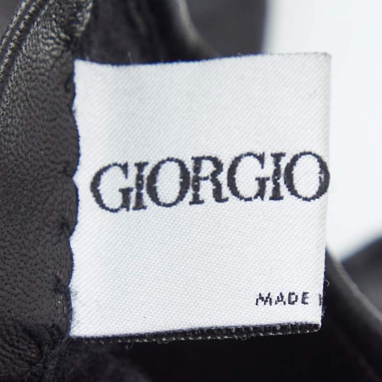 Pre Owned Giorgio Armani Black Leather Stitch Detail Gloves L