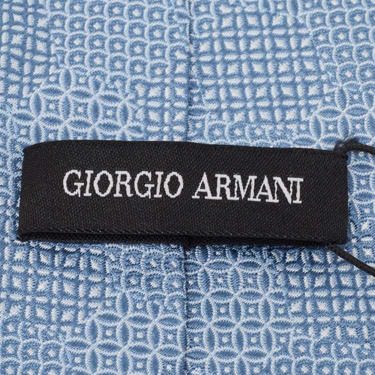 Pre Owned Giorgio Armani Blue Patterned Silk Tie