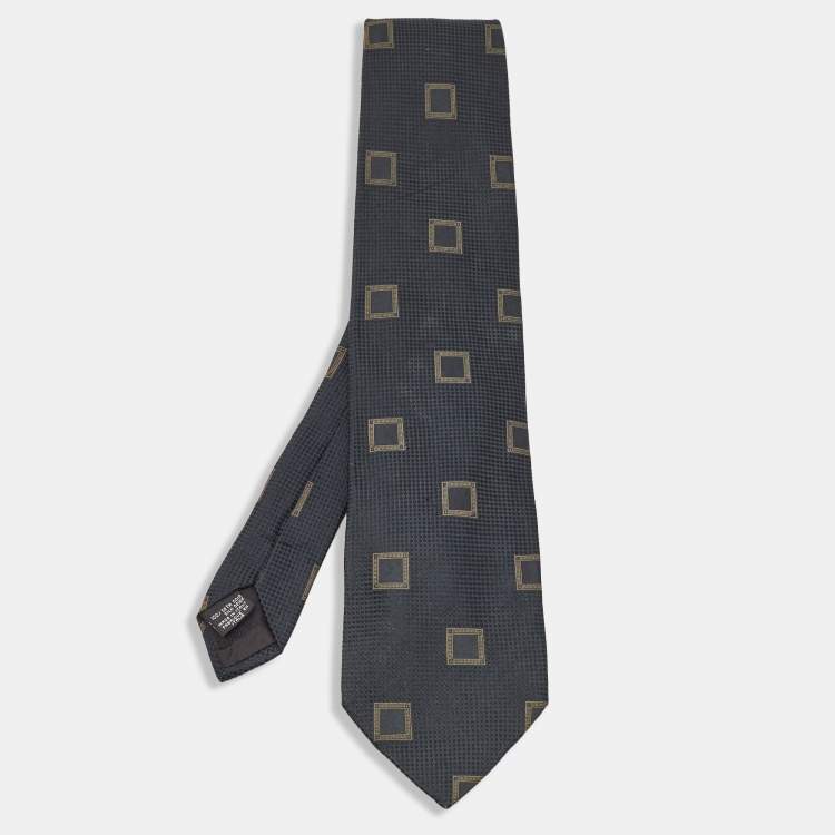 Pre Owned Giorgio Armani Vintage Blue Jacquard Silk Traditional Tie