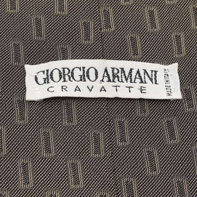 Pre Owned Giorgio Armani Vintage Grey Patterned Silk Tie