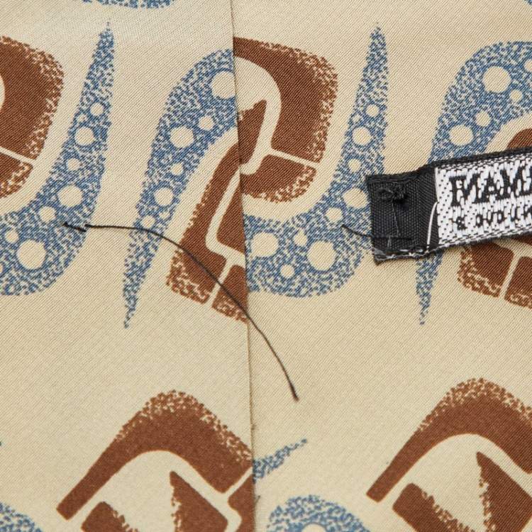 Pre Owned Giorgio Armani Vintage Khaki Printed Silk Tie