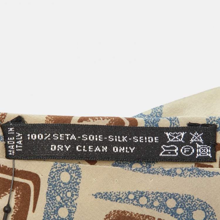 Pre Owned Giorgio Armani Vintage Khaki Printed Silk Tie