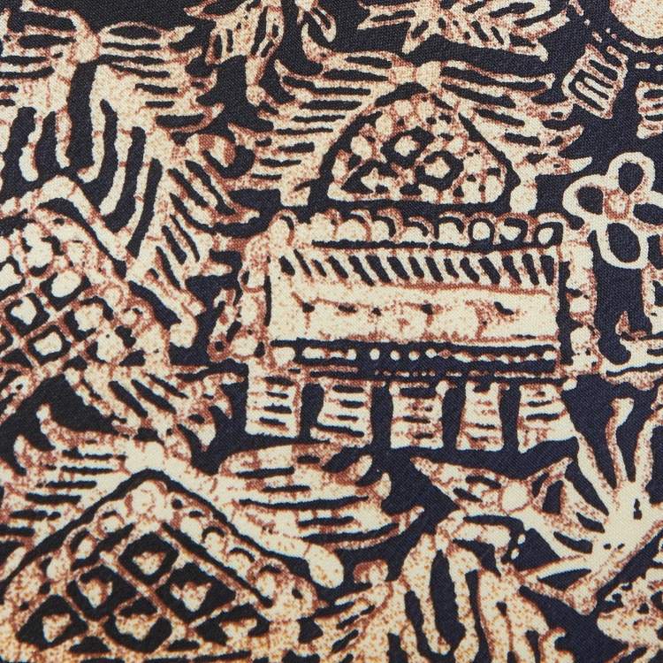 Pre Owned Giorgio Armani Vintage Black Printed Silk Traditional Tie