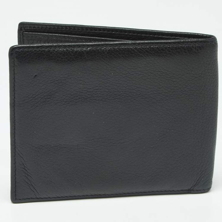 مملوكة مسبقًا محفظة جورجيو أرماني جلد أسود ثنائية الطي