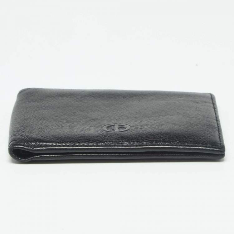 مملوكة مسبقًا محفظة جورجيو أرماني جلد أسود ثنائية الطي