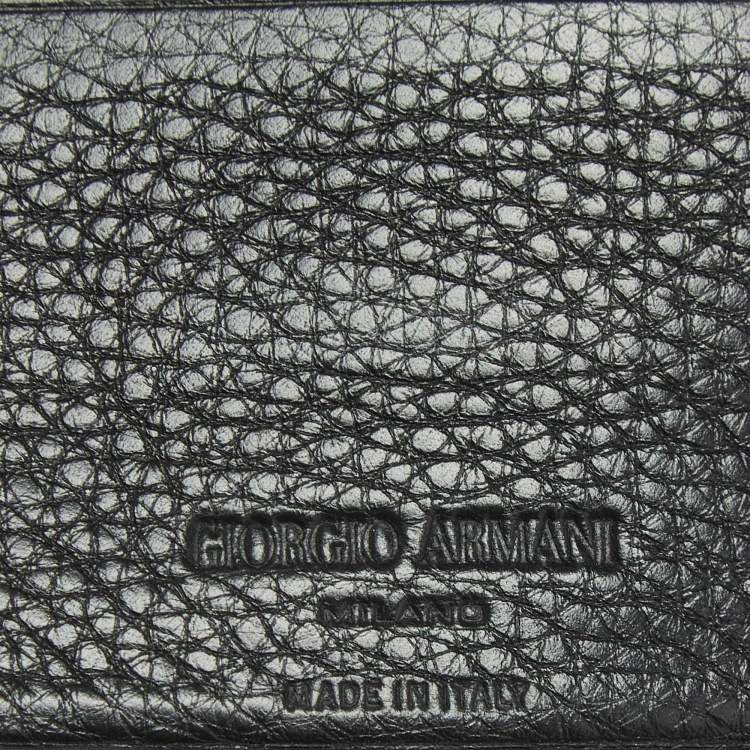 مملوكة مسبقًا محفظة جورجيو أرماني جلد أسود ثنائية الطي