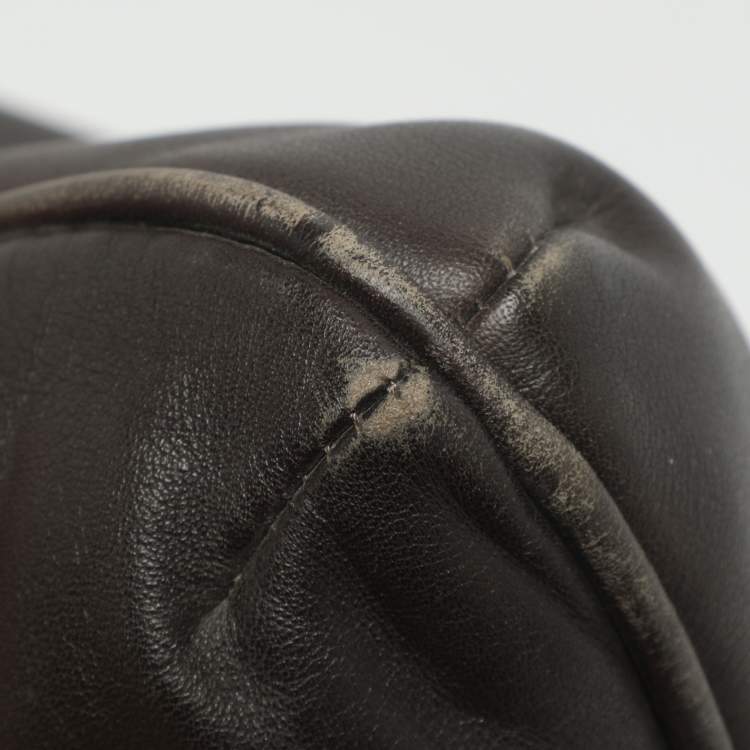 Pre Owned Giorgio Armani Brown Leather Messengers Bag