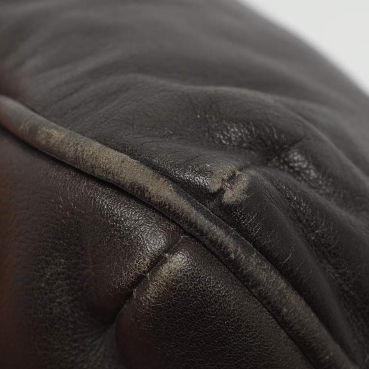 Pre Owned Giorgio Armani Brown Leather Messengers Bag