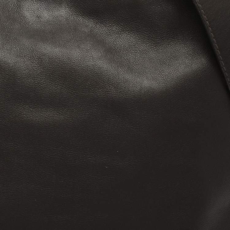 Pre Owned Giorgio Armani Brown Leather Messengers Bag