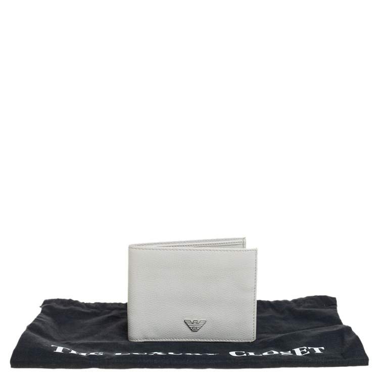 Pre Owned Giorgio Armani Grey Leather Bifold Wallet