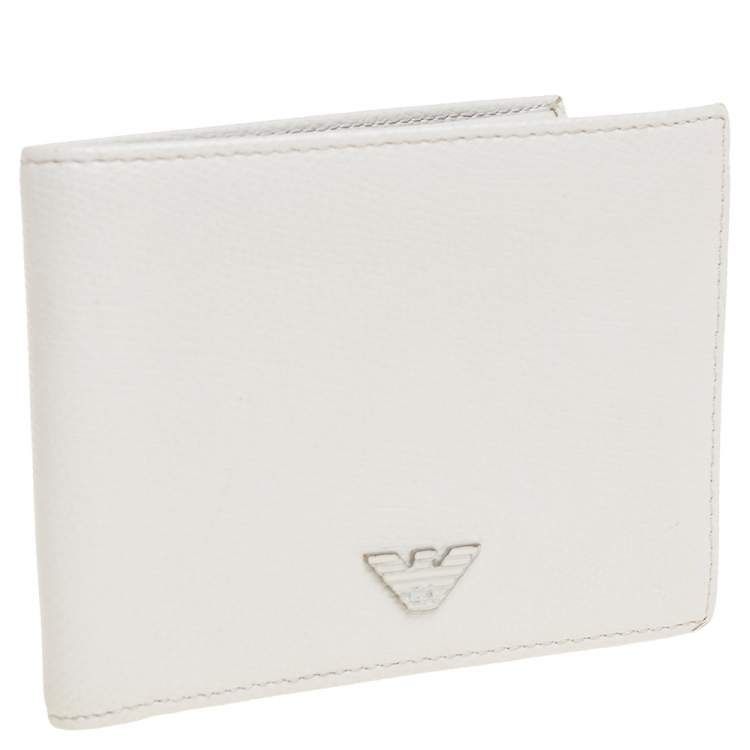 Pre Owned Giorgio Armani Grey Leather Bifold Wallet